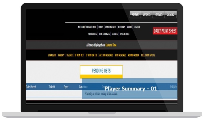 Pending Bets Player Summary Online Betting Software for Bookies & Bettors